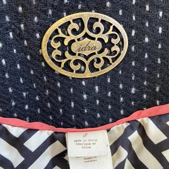 Anthropologie| Idra Black Dot Wool Blend Coat | Sz 8 Ruffle - Picture 8 of 10